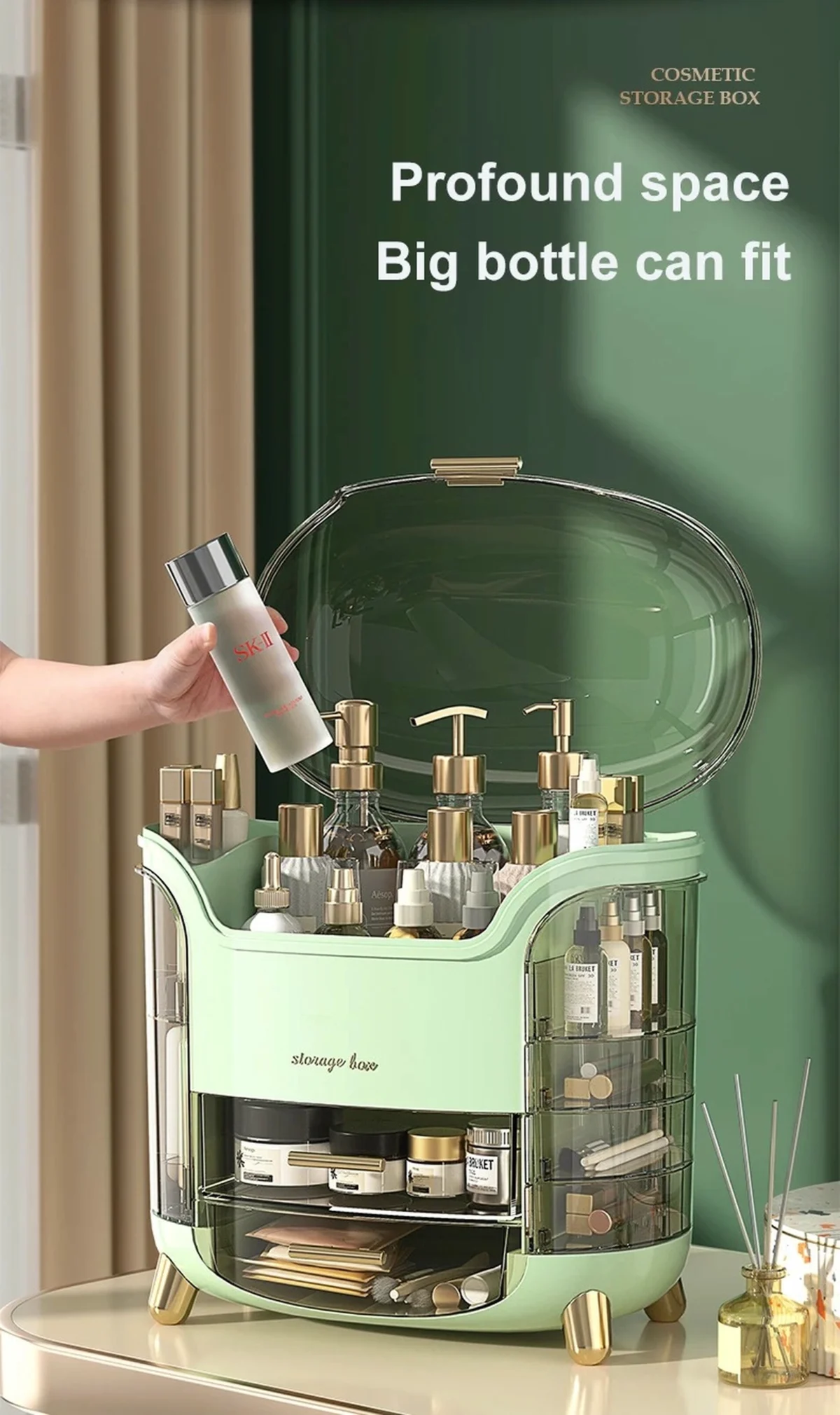 Boîte de rangement de cosmétiques ouvert